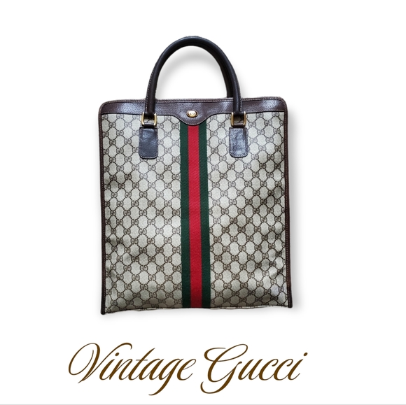 Gucci Handbags - Unisex Brown Large Vintage Gucci Tote Handbag